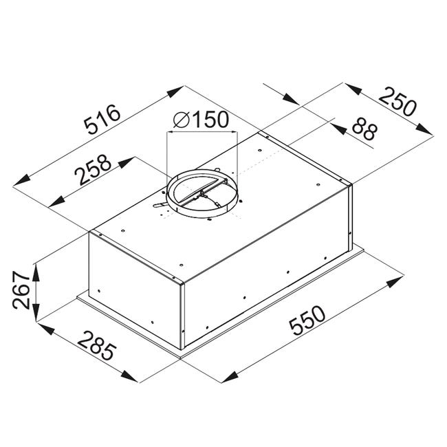 Okap podszafkowy Top-Box 60 cm czarny VDB