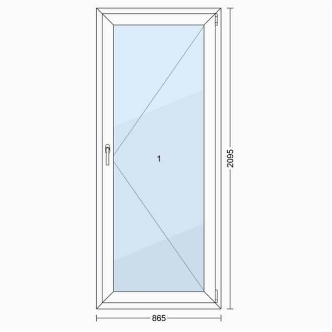 Okno PCV 2-szybowe balkonowe OB3 R białe 865x2095 mm otwierane do wewnątrz prawe