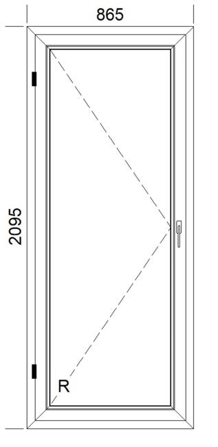 Okno PCV 2-szybowe balkonowe OB4 złoty dąb 865x2095 mm otwierane do wewnątrz lewe