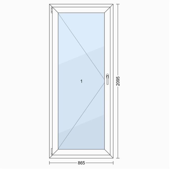 Okno PCV 2-szybowe balkonowe białe OB4 R 865x2095 mm otwierane do wewnątrz lewe