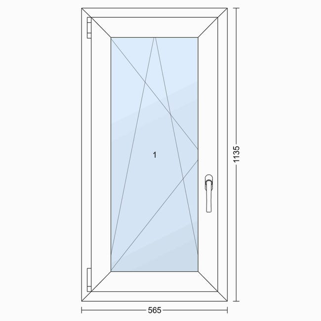 Okno PCV 2-szybowe fasadowe 011 białe 565x1135 mm otwierane do wewnątrz lewe