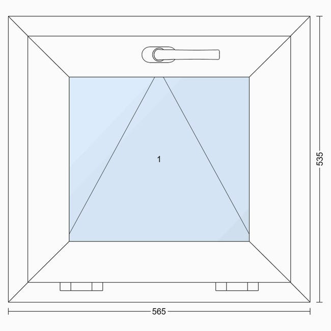 Okno PCV 2-szybowe fasadowe O1 orzechowe 565x535 mm uchylne do wewnątrz