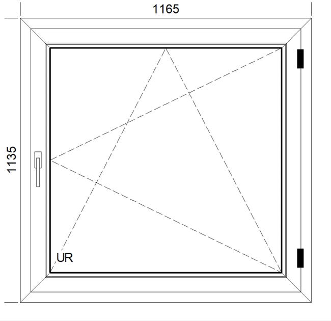 Okno PCV 2-szybowe fasadowe O16 Orzech 1165x1135 mm otwierane do wewnątrz prawe
