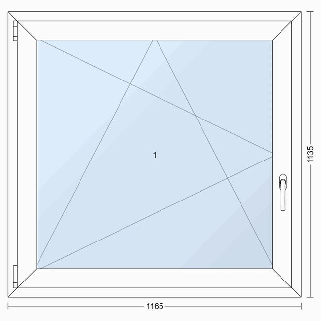 Okno PCV 2-szybowe fasadowe O17 białe 1165x1135 mm otwierane do wewnątrz lewe