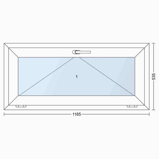 Okno PCV 2-szybowe fasadowe O3 białe 1165x535 mm uchylne do wewnątrz