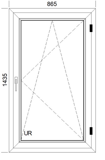 Okno PCV 2-szybowe fasadowe O30 białe 865x1435 mm otwierane do wewnątrz prawe
