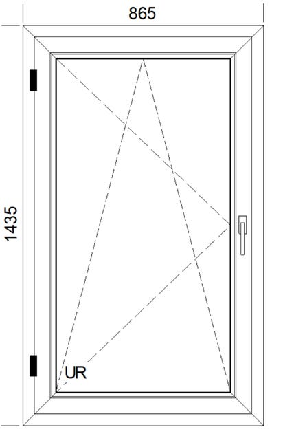 Okno PCV 2-szybowe fasadowe O31 złoty dąb 865x1435 mm otwierane do wewnątrz lewe