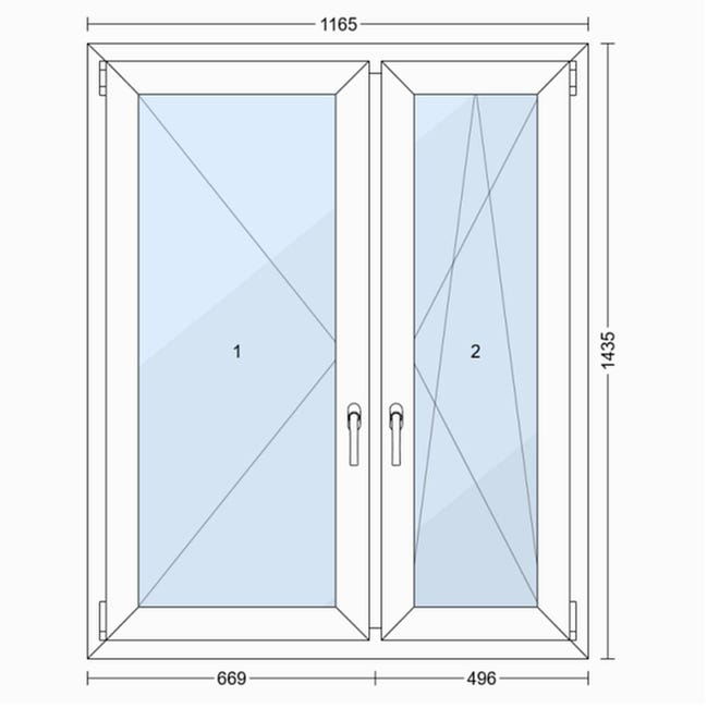 Okno PCV 2-szybowe fasadowe O32A białe 1165x1435 mm otwierane do wewnątrz prawe