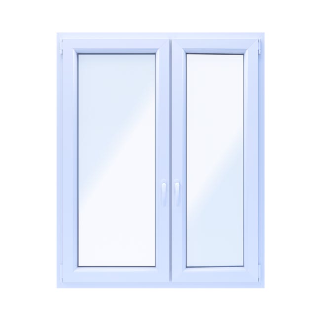 Okno PCV 2-szybowe fasadowe O32A orzechowe 1165x1435 mm otwierane do wewnątrz prawe Witraż