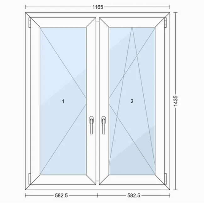 Okno PCV 2-szybowe fasadowe O32S białe 1165x1435 mm otwierane do wewnątrz prawe