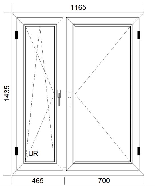 Okno PCV 2-szybowe fasadowe O33 orzechowe 1165x1435 mm otwierane do wewnątrz lewe