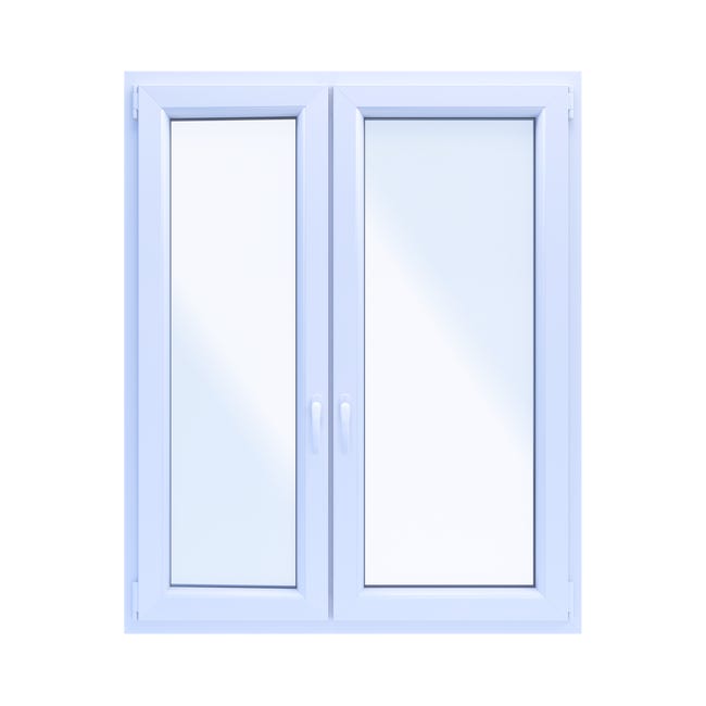 Okno PCV 2-szybowe fasadowe O33 orzechowe 1165x1435 mm otwierane do wewnątrz lewe Witraż