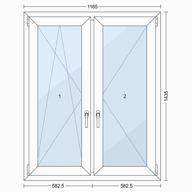 Okno PCV 2-szybowe fasadowe O33S białe 1165x1435 mm otwierane do wewnątrz lewe