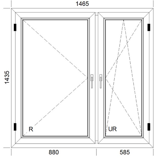 Okno PCV 2-szybowe fasadowe O34 białe 1465x1435 mm otwierane do wewnątrz prawe