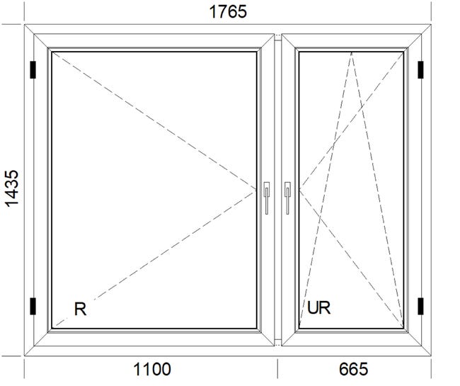 Okno PCV 2-szybowe fasadowe O36 Białe 1765x1435 mm otwierane do wewnątrz prawe