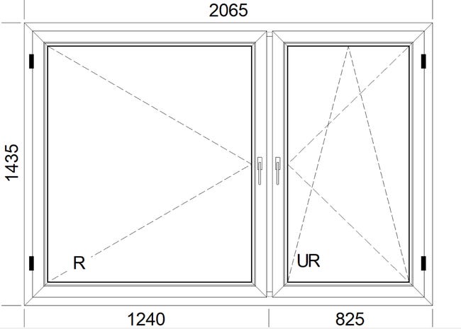 Okno PCV 2-szybowe fasadowe O38 białe 2065x1435 mm otwierane do wewnątrz prawe