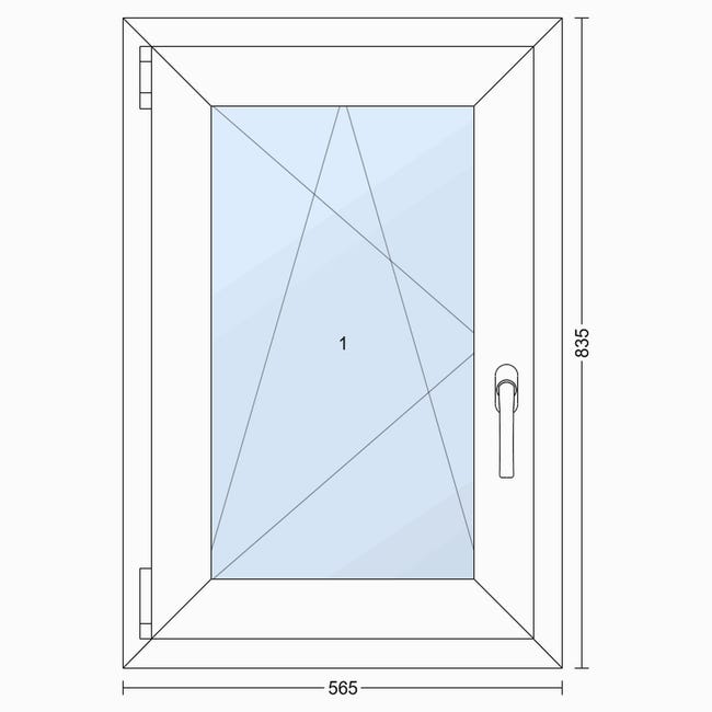Okno PCV 2-szybowe fasadowe O4 białe 565x835 mm otwierane do wewnątrz lewe