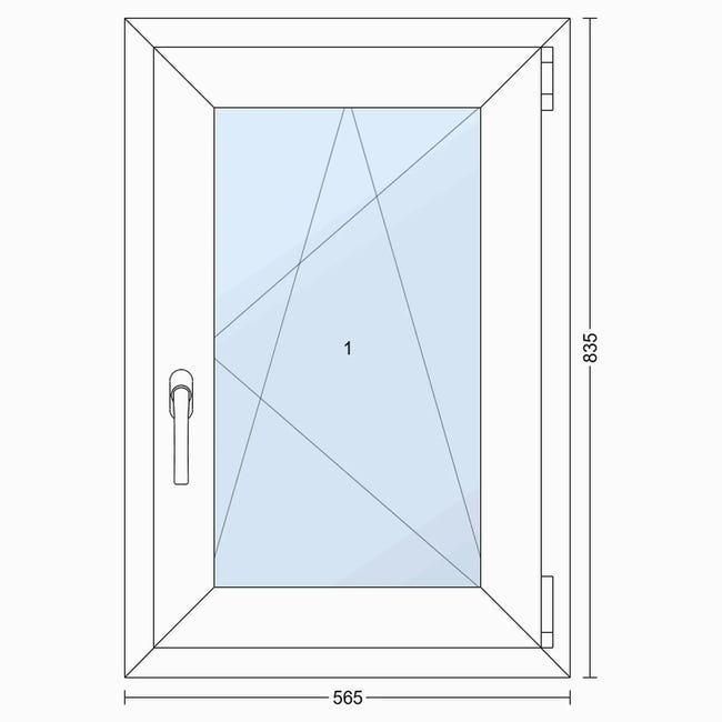 Okno PCV 2-szybowe fasadowe O4 białe 565x835 mm otwierane do wewnątrz prawe