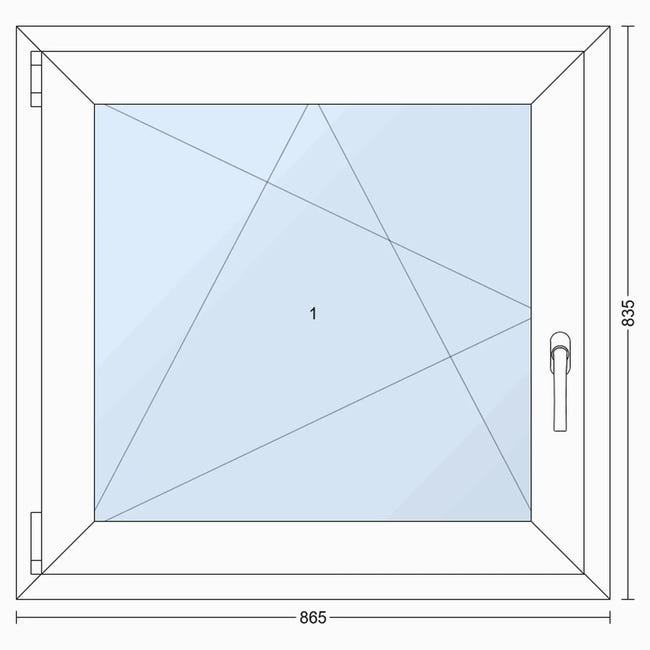 Okno PCV 2-szybowe fasadowe O5 białe 865x835 mm otwierane do wewnątrz lewe