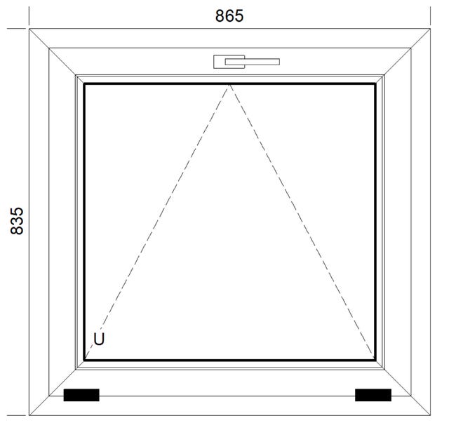 Okno PCV 2-szybowe fasadowe O5 białe 865x835 mm uchylne do wewnątrz