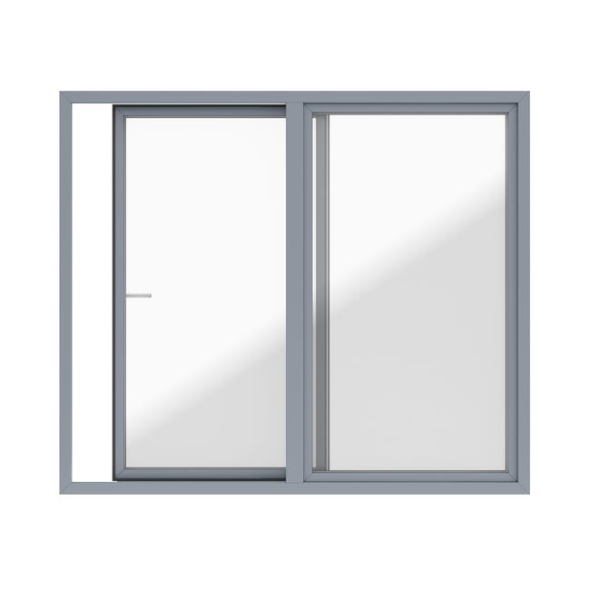 Okno PCV 2-szybowe tarasowe PSK+FIX antracytowe 2700x2300 mm przesuwne w lewo