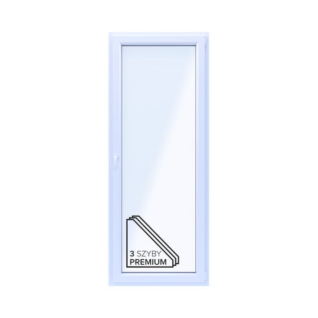 Okno PCV 3-szybowe balkonowe 5/OB5 białe 865x2195 mm otwierane do wewnątrz prawe