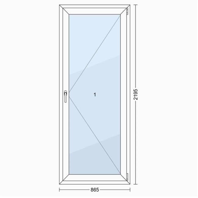 Okno PCV 3-szybowe balkonowe 5/OB5 białe 865x2195 mm otwierane do wewnątrz prawe
