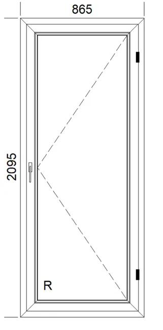 Okno PCV 3-szybowe balkonowe 85/OB3 antracyt 865x2095 mm otwierane do wewnątrz prawe