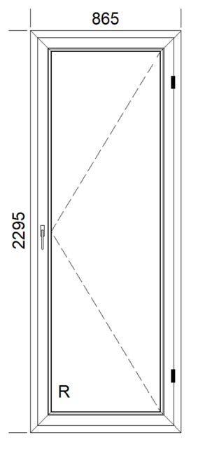 Okno PCV 3-szybowe balkonowe 85/OB7 złoty dąb 865x2295 mm otwierane do wewnątrz prawe