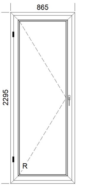 Okno PCV 3-szybowe balkonowe 85/OB8 złoty dąb 865x2295 mm otwierane do wewnątrz lewe