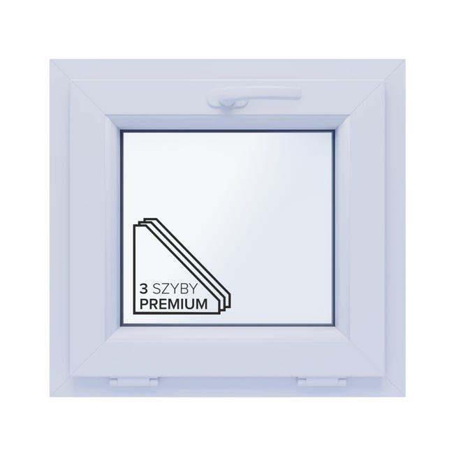 Okno PCV 3-szybowe balkonowe O1/85 złoty dąb 565x535 mm uchylne do wewnątrz Witraż