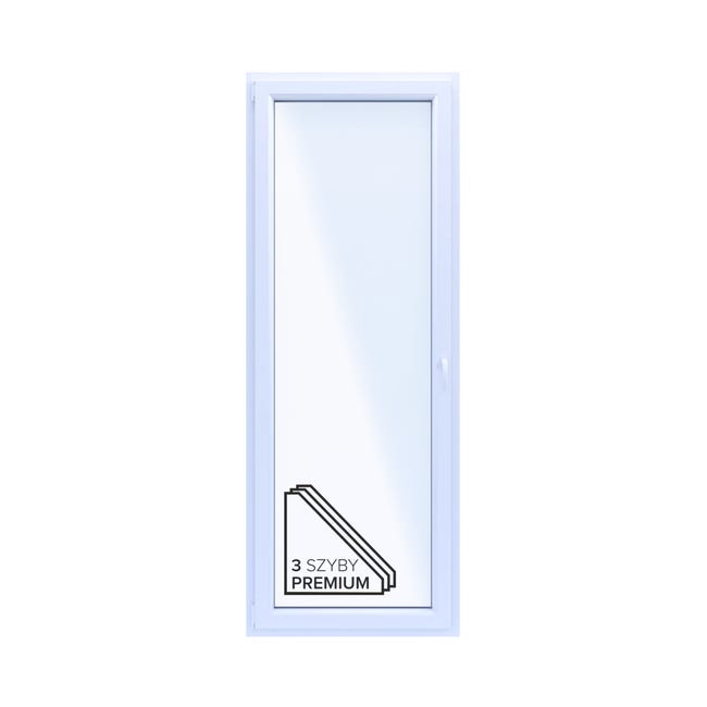 Okno PCV 3-szybowe balkonowe OB8/85 złoty dąb 865x2295 mm otwierane do wewnątrz lewe Witraż