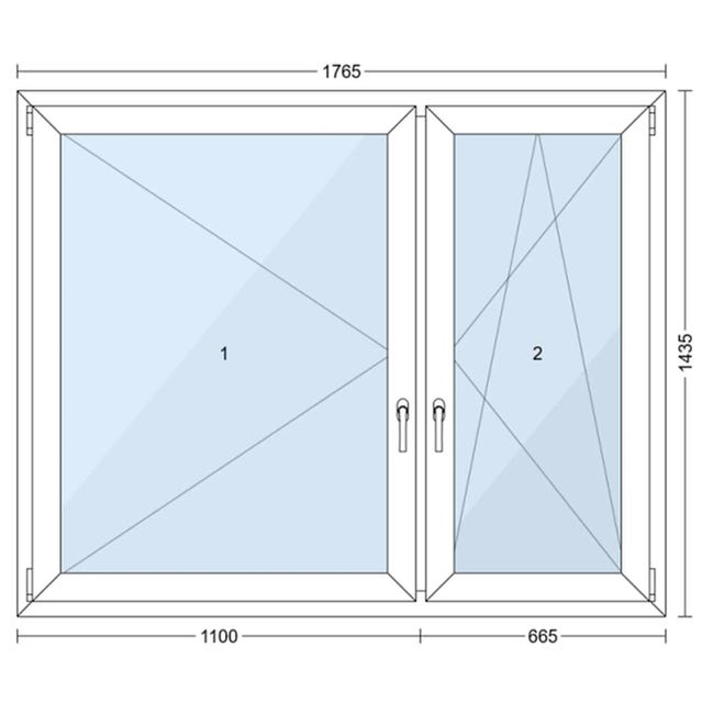 Okno PCV 3-szybowe fasadowe 84/O36 białe 1765x1435 mm otwierane do wewnątrz prawe
