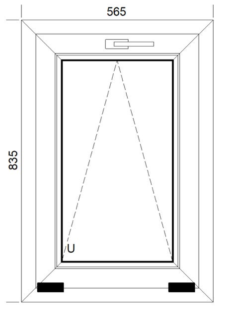 Okno PCV 3-szybowe fasadowe 85/ O4 złoty dąb 565x835 mm uchylne do wewnątrz