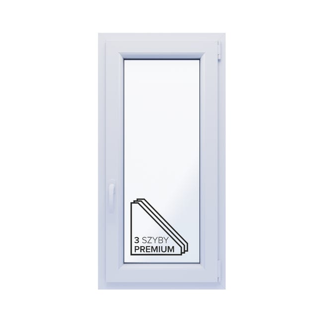 Okno PCV 3-szybowe fasadowe 85/010 białe 565x1135 mm otwierane do wewnątrz prawe