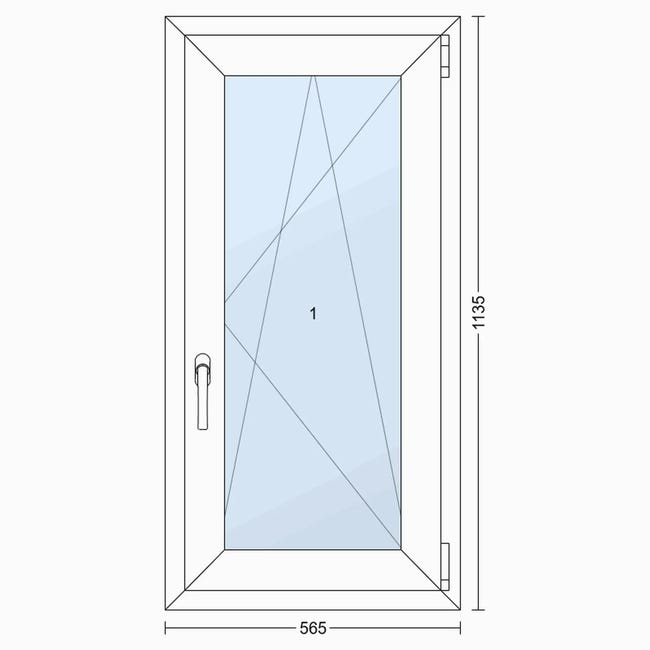 Okno PCV 3-szybowe fasadowe 85/010 białe 565x1135 mm otwierane do wewnątrz prawe