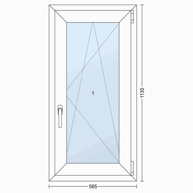 Okno PCV 3-szybowe fasadowe 85/010 białe 565x1135 mm otwierane do wewnątrz prawe