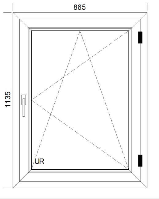 Okno PCV 3-szybowe fasadowe 85/O14 złoty dąb 865x1135 mm otwierane do wewnątrz prawe