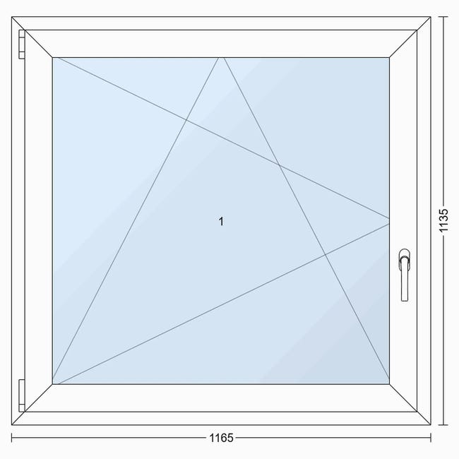 Okno PCV 3-szybowe fasadowe 85/O17 białe 1165x1135 mm otwierane do wewnątrz lewe