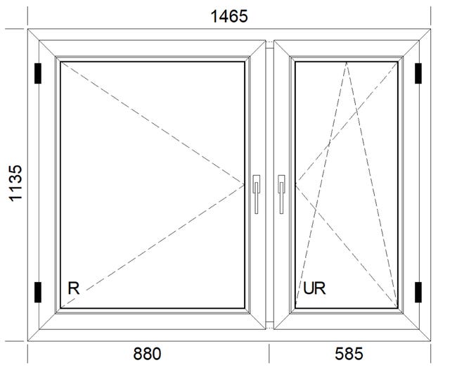 Okno PCV 3-szybowe fasadowe 85/O18 białe 1465x1135 mm otwierane do wewnątrz prawe
