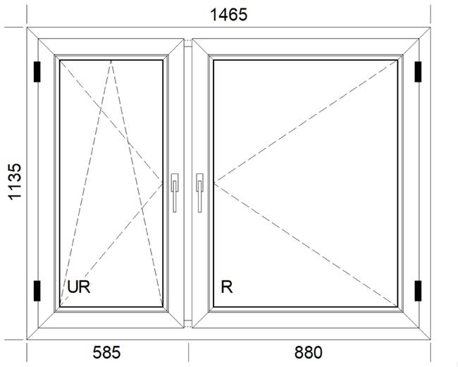 Okno PCV 3-szybowe fasadowe 85/O19 złoty dąb 1465x1135 mm otwierane do wewnątrz lewe