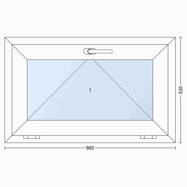 Okno PCV 3-szybowe fasadowe 85/O2 białe 865x535 mm uchylne do wewnątrz