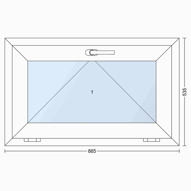 Okno PCV 3-szybowe fasadowe 85/O2 białe 865x535 mm uchylne do wewnątrz