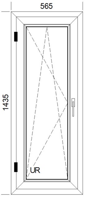 Okno PCV 3-szybowe fasadowe 85/O27 antracytowe 565x1435 mm otwierane do wewnątrz lewe