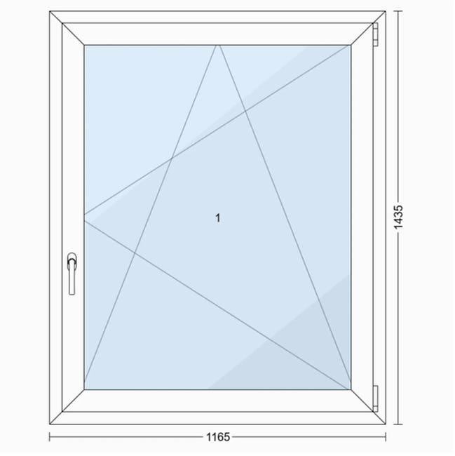 Okno PCV 3-szybowe fasadowe 85/O32 białe 1165x1435 mm otwierane do wewnątrz prawe