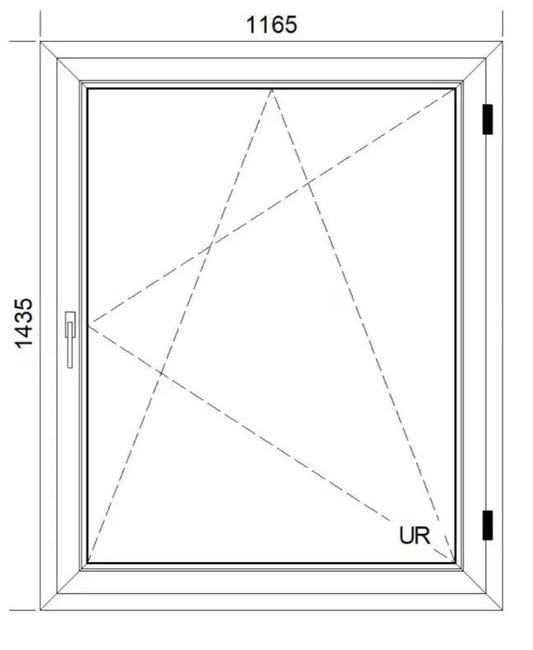 Okno PCV 3-szybowe fasadowe 85/O32 złoty dąb 1165x1435 mm otwierane do wewnątrz prawe
