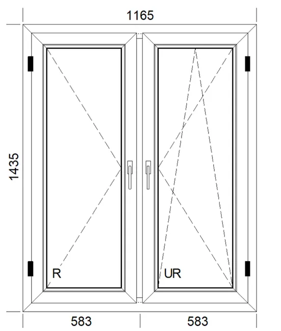 Okno PCV 3-szybowe fasadowe 85/O32S antracyt 1165x1435 mm otwierane do wewnątrz prawe