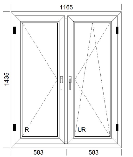 Okno PCV 3-szybowe fasadowe 85/O32S złoty dąb 1165x1435 mm otwierane do wewnątrz prawe