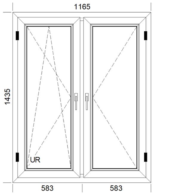 Okno PCV 3-szybowe fasadowe 85/O33 antracyt 1165x1435 mm otwierane do wewnątrz lewe