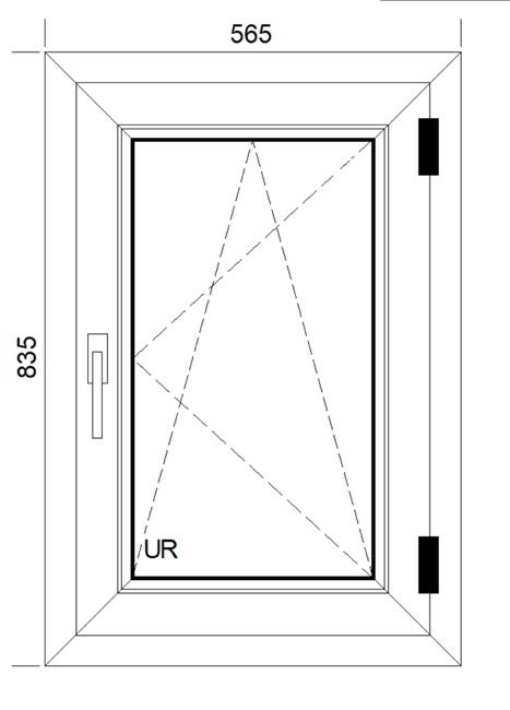 Okno PCV 3-szybowe fasadowe 85/O4 Białe 565x865 mm otwierane do wewnątrz prawe